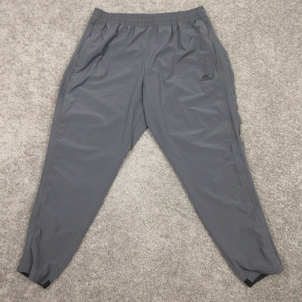 Adidas Pants‎ Mens Large Gray Track Warmup Stripe Aeroready Tapered Windbreaker